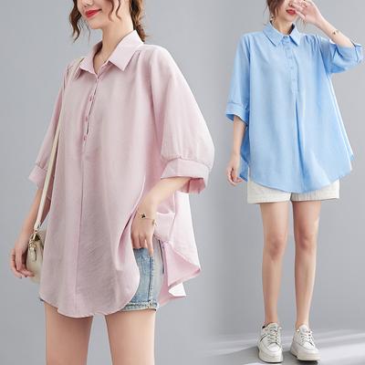 Summer Cotton Linen Artistic Loose Oversized Casual Slimming Shirt Top for Women Blouses & Shirts