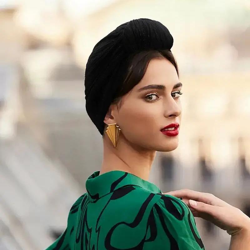 Turbante Elegante da Donna Stile Filo Argentato Cappello per Capelli