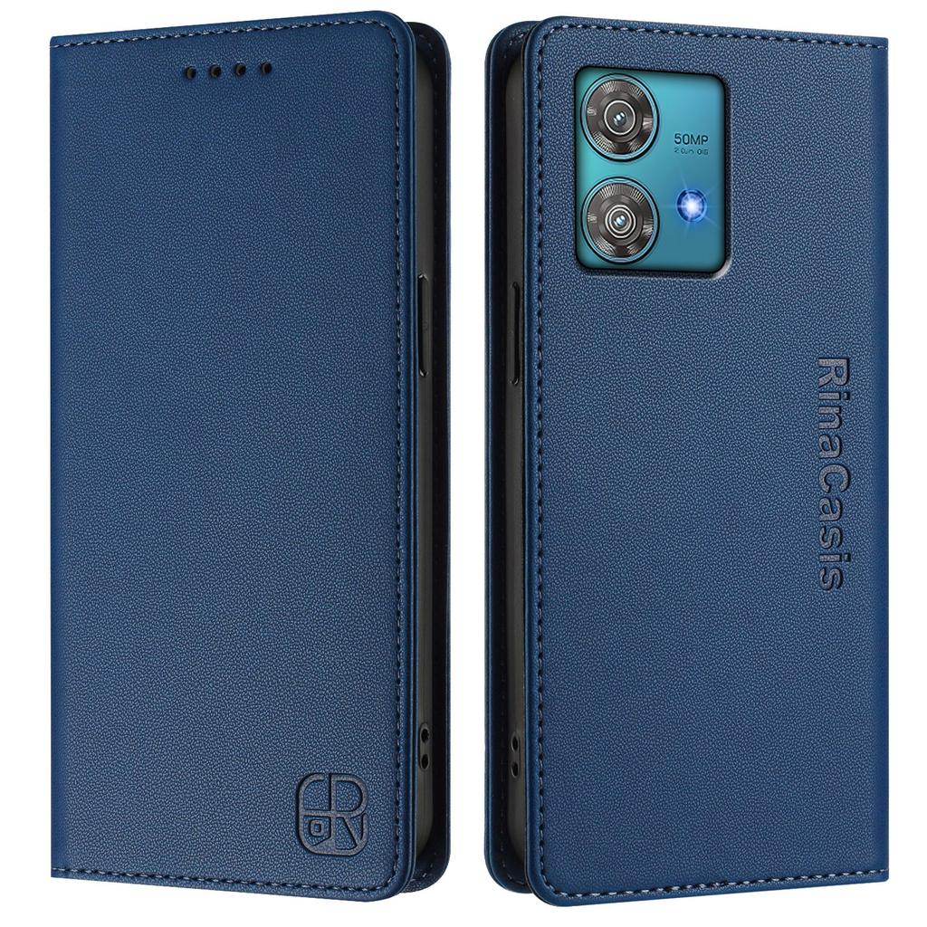 For Motorola Edge 40 Neo 5G Leather Case RINACASIS RC01 Phone Cover with RFID Blocking Wallet Stand