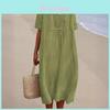 Robe Décontractée en Coton et Lin à Col en V pour l'Été Mode Femme