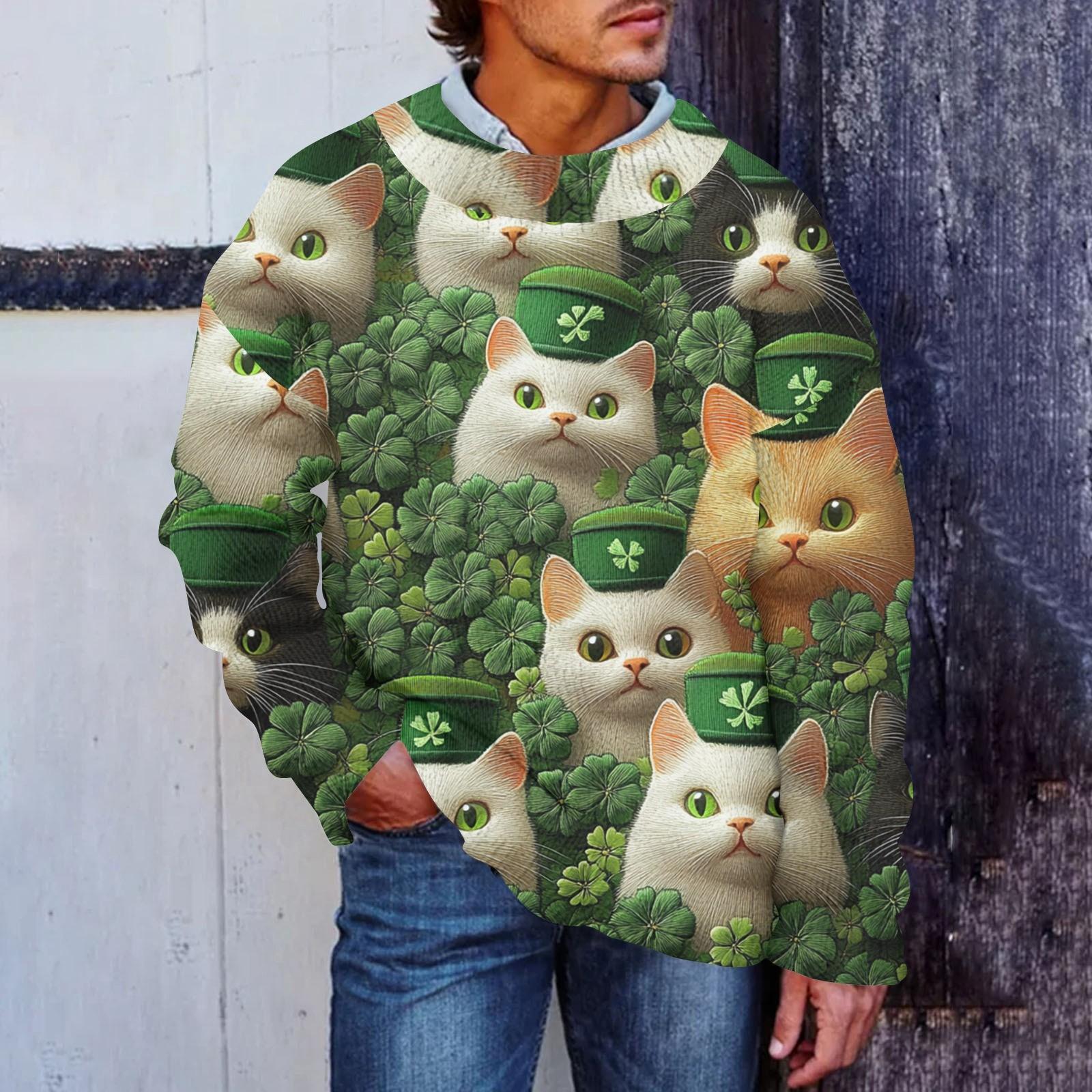 

Мужская мода повседневная с длинным рукавом St. Pacrit Gentle Printed Crewneck Woolen Imitation свитер Цветочный Crewneck Sweatshirt Loose Long Sleeves XXXL