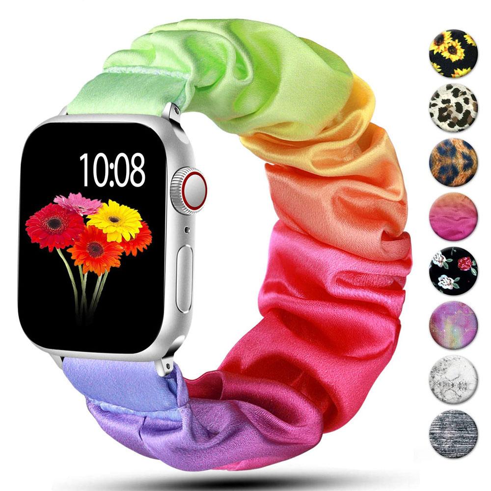 Scrunchie-Armband für Apple Watch Armband 44mm 40mm 41mm 45mm 38 42mm 49mm Elastisches Nylon-Armband iWatch Serie 3 6 se 7 8 9 ultra 2