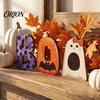 Customizable Halloween Letter Set Wooden BOO Ornaments, Lettering Decorations, Rustic Bat Pumpkin Ghost Playful Desktop Decorations Table Signs