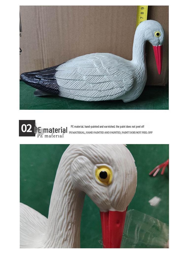 Abnehmbares Kleines Weißes Kranich-Modell mit Eisendrahtfüßen zur Hofdekoration