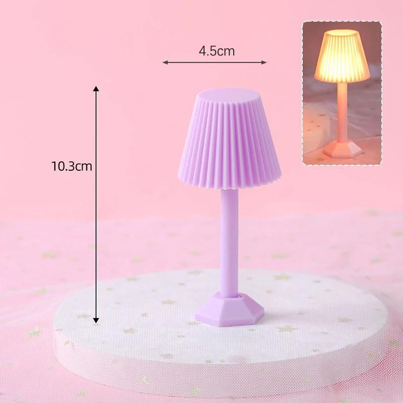 1:12 Dollhouse Miniature Led Night Light Floor Lamp Mini Desk Lamp Home Lighting Model Decor Toy Doll House Accessories