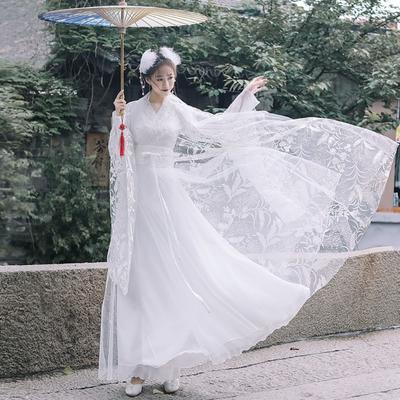 Abito da donna cinese Hanfu Abito da fata bianco quotidiano