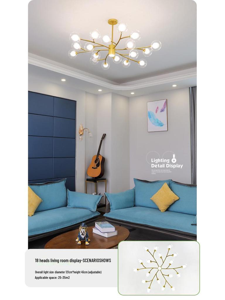 2025 Nordic Minimalist Chandelier: Modern Molecule Design for Living Room, Bedroom & Restaurant