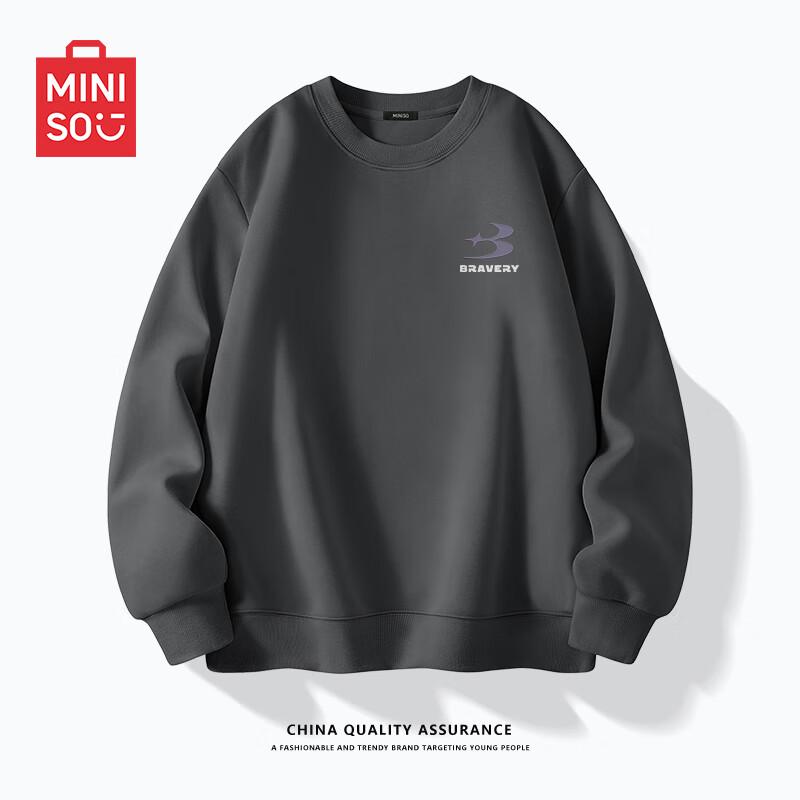 

MINISO Men s Letter Print Loose Fit Crew Neck Sweatshirt 2XL