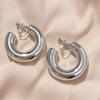 Vintage Oversize Chunky Round Circle Clip Earring for Women C Shape Tube Thick Without Pierced Hoop Earclips Jewelry Trendy