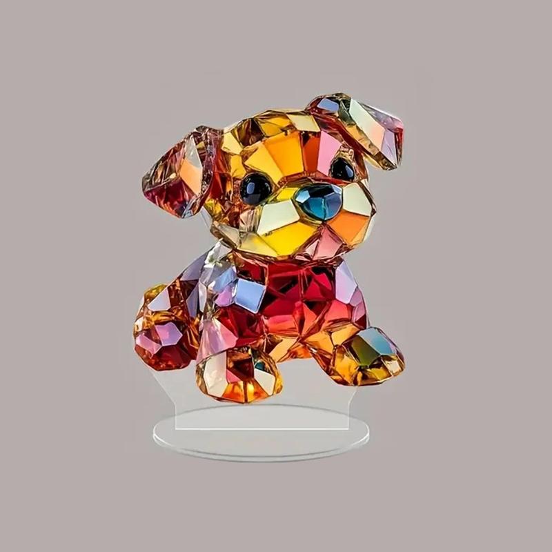 Acrylic 2D Colorful Dog Statue Art Craft Desktop Ornaments Christmas Home Decoraction Gifts