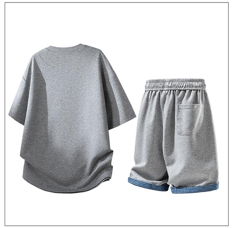 Men's Two-Piece Summer Set: Short Sleeve Tee & Five-Point Pants – Trendy, Sporty, Casual