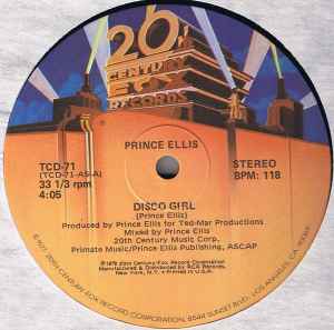 

12inch Record PRINCE ELLIS Disco Girl TCD71 20TH CENTURY F 1979 US SoulFunk Used