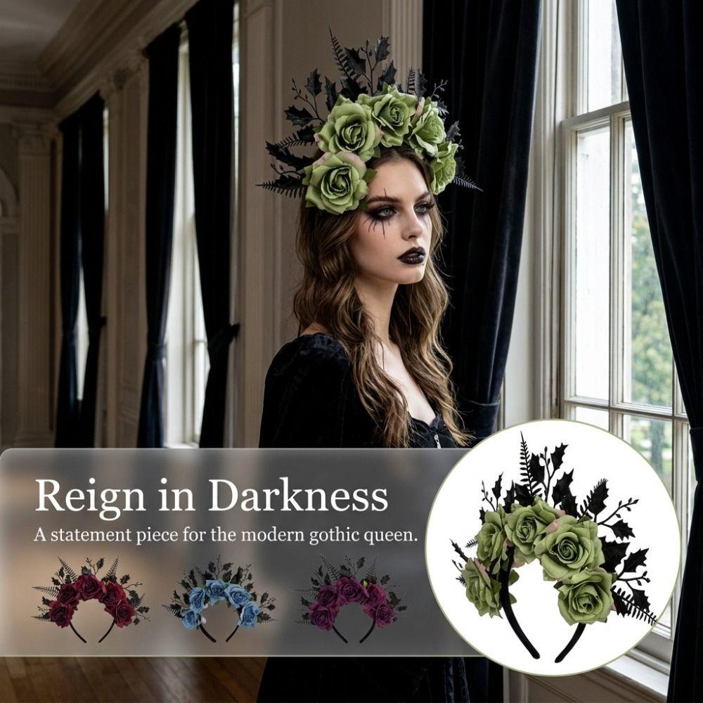 Elegant Style Halloween Rose Headband Vintage Crown Hair Hoop Role Play Event