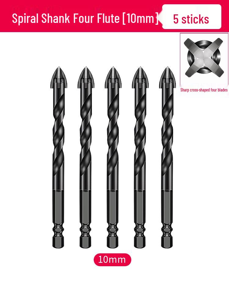 6mm All-In-One Tile and Concrete Drill Bit - Four-Flute Alloy Triangle for Glass and Cement