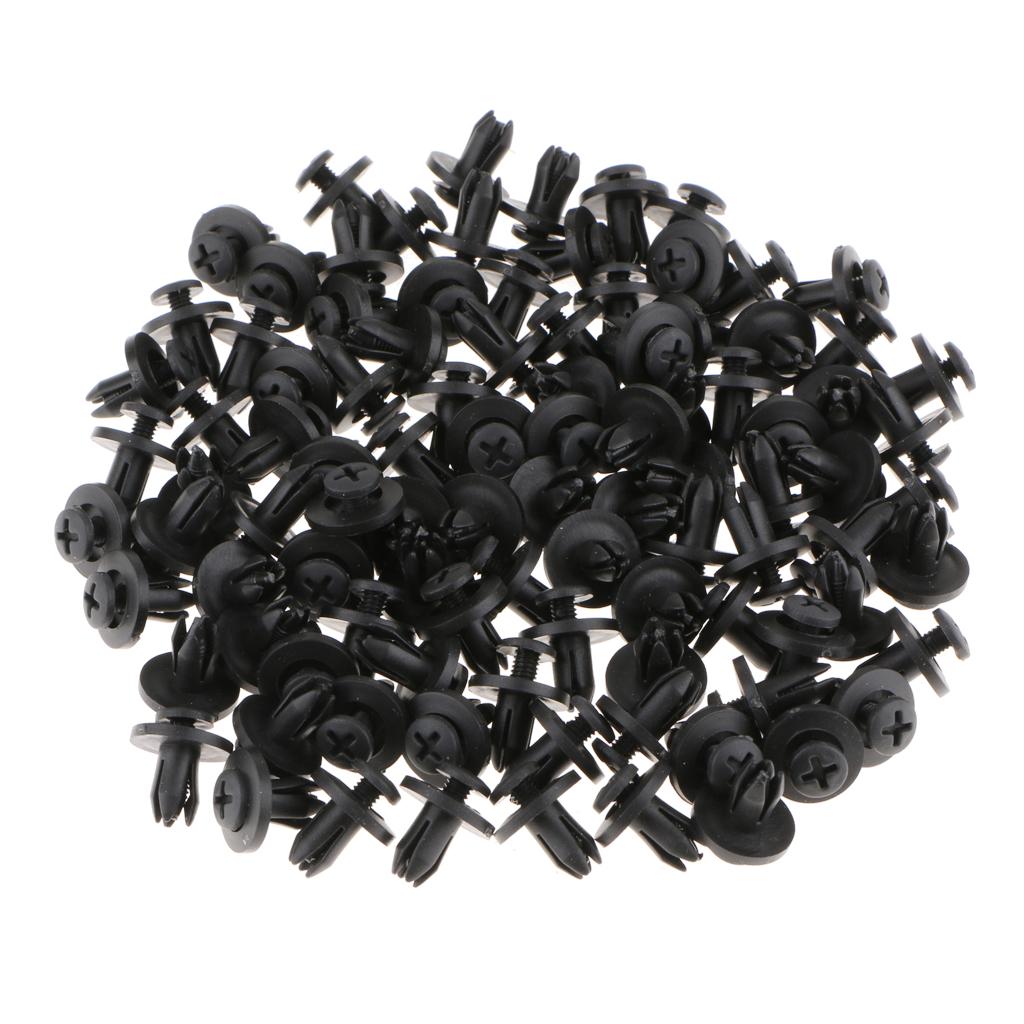 100pcs Universal Car Truck Bumper Fender Rivet Fastener Clips 6mm Hole Black 100pcs Universal Car Truck Bumper Fender Rivet Fastener Clips 6mm Hole Black