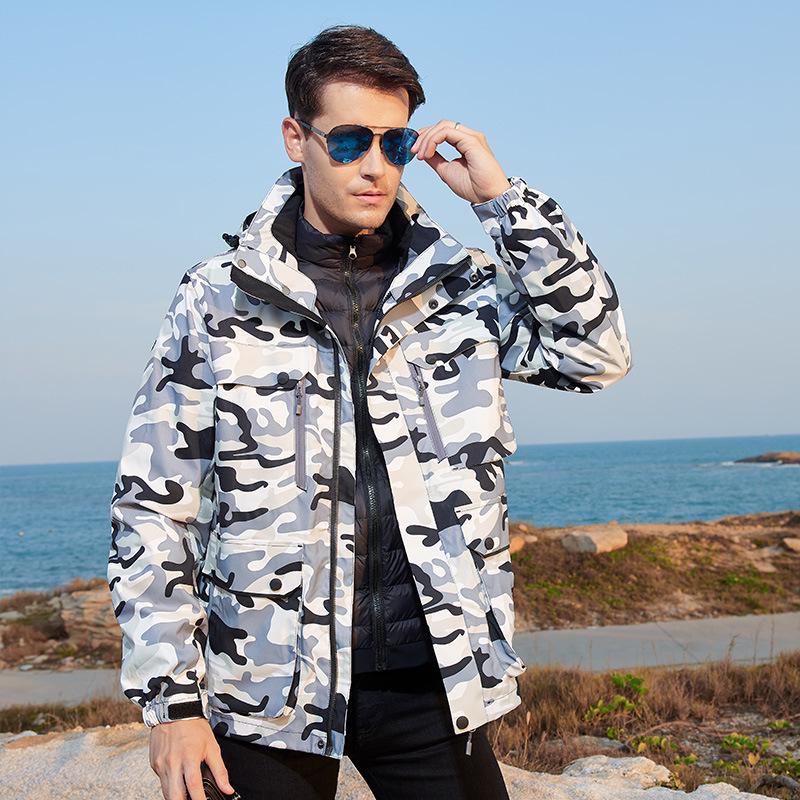 

Унисекс лыжная куртка три-в-одном с флисовой подкладкой и съемной подстежкой для осени и зимы. XL