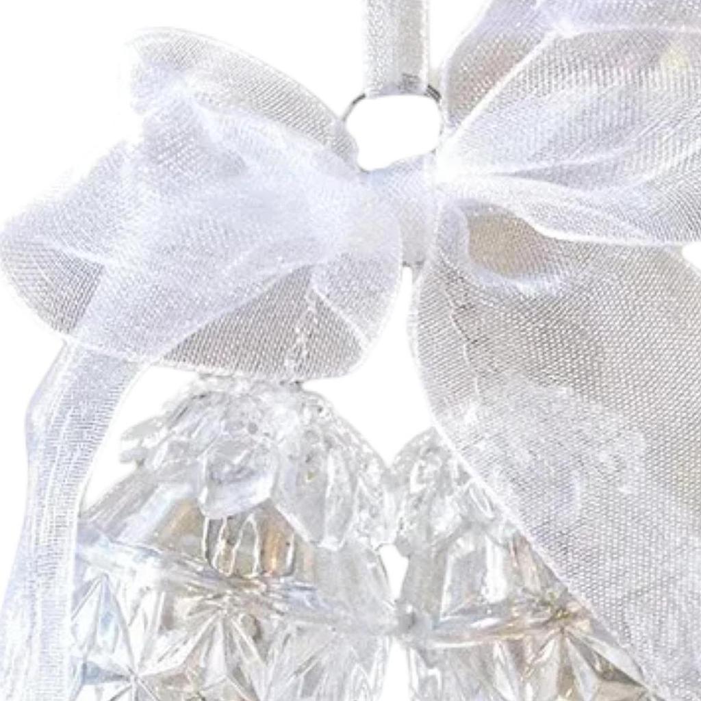 Christmas Tree Bell Pendant DIY with Bow Winter Theme Craft Acrylic Hanging Ornament for Anniversary Holiday Window Office Home