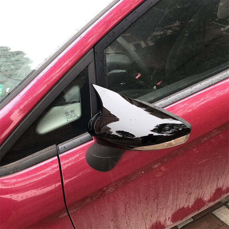 2X M Style Glossy Black Rearview Mirror Cover Caps For Ford Fiesta MK7 2009-2018