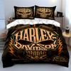 Calavera, llamas, logo de Harley-Davidson. Juegos de cama Juegos de fundas nórdicas Fundas nórdicas Fundas de almohada(1 * Funda de edredón 2 * Fundas de almohada sin relleno de edredón)
