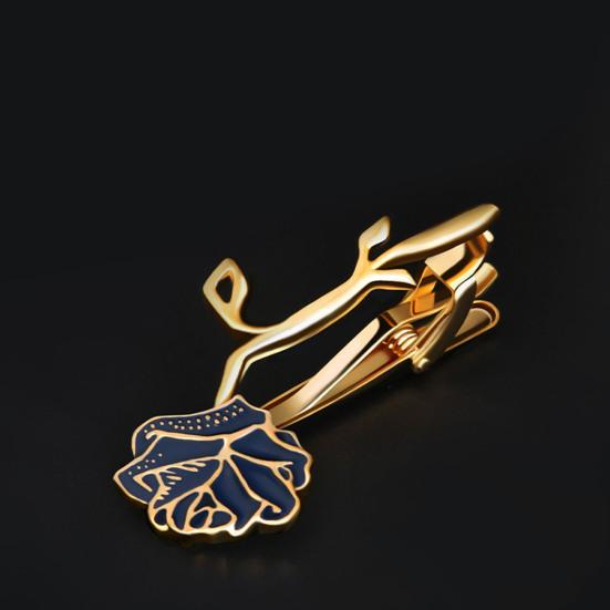 Detachable Tie Back Golden Flower Design Tie Clip Versatile Bow Tie Clip Weddings Business Suits Accessories
