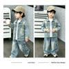 Jungen Jeansjacke Kinder Oberbekleidung Lässig Schick Biker Stil Kurzer Mantel 3-8 Jahre