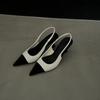 Women Summer Shoes 2025 New Low Heels Slingbacks Shoes for Women Fashion Pointed Slender Heel Pumps Shoes Back Empty Toe Sandals