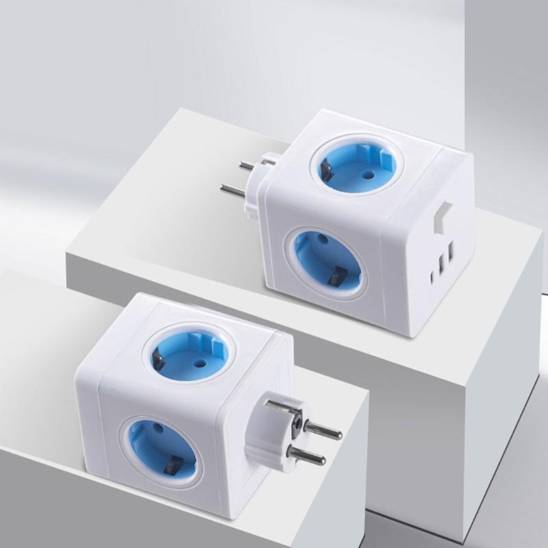 Practical Wall Socket Extenders 6 in 1 EU Plugs Charging with 3 ACOutlets and 3 USB Port for Household Daily Use