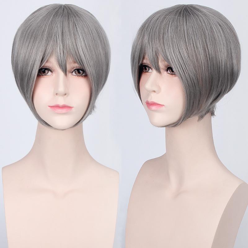 European American Cosplay Wig Multi Colored Versatile Face Hugging Short Hair Black White Bobo Headband
