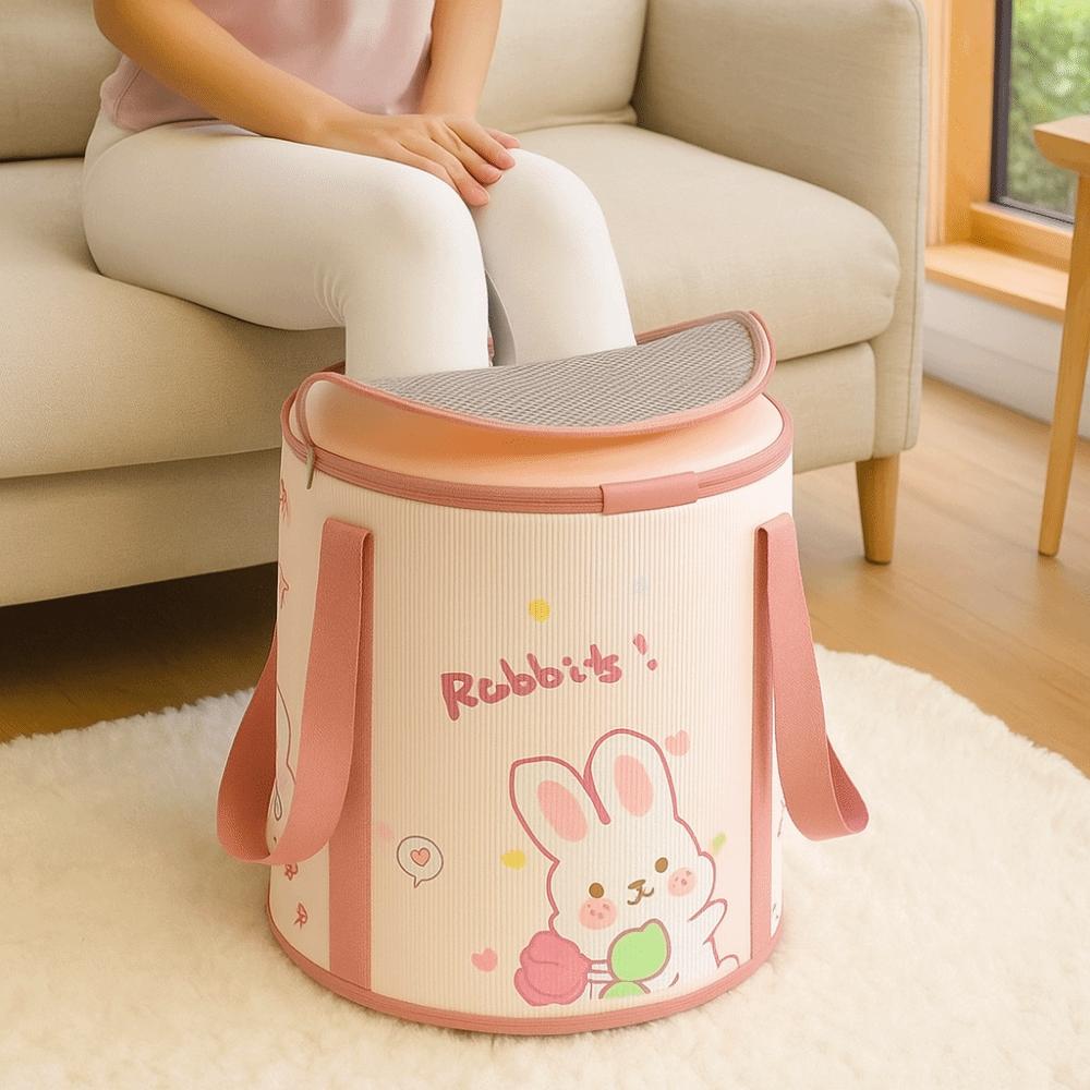 Rabbit Pattern Foot Bath Bucket Thickened Insulation Collapsible Foot Bath Leak Proof Heat Resistance Foldable Tub Household