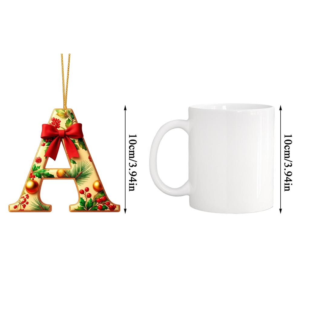 2D Flat Acrylic Christmas Letter Ornaments 26 Piece Set for Holiday Hanging Decor