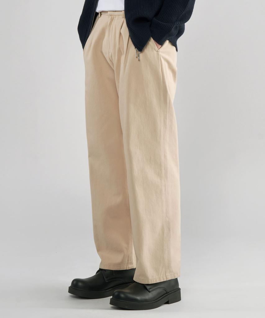 UNTAPPED STUDIO Double-Pleat 10-Count Cotton Semi-Wide Chino Pants