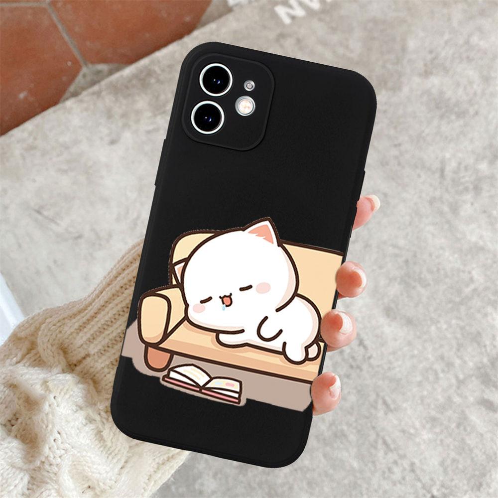 Cartoon Animal Cat Couple Paired Phone Case for IPhone 15 14 13 12 11 Pro Max Mini XS X XR SE2 7 8Plus Lovers Cover Matte Fundas