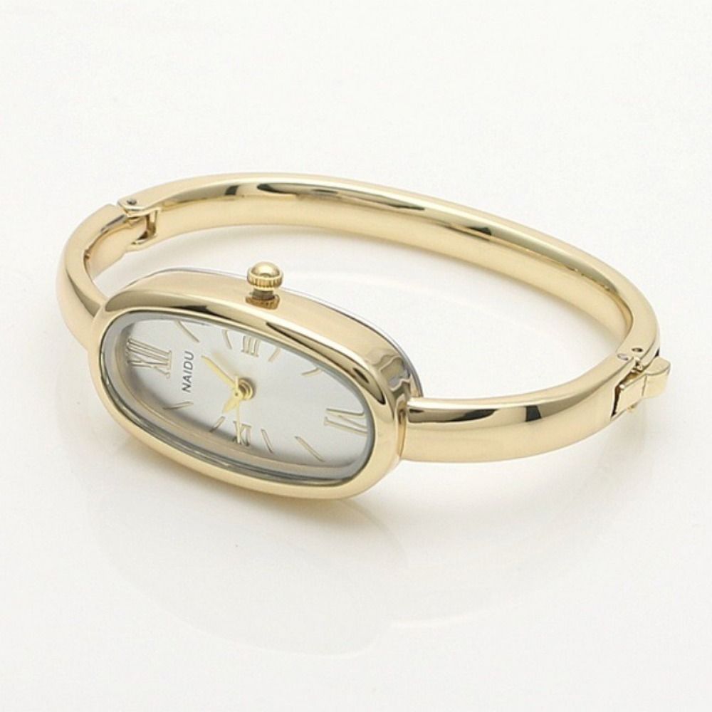 Lightweight Luxury Bracelet Watch Gold/Silver Oval Dial Wristwatch Roman Dial Elegant Quartz Watch for Women