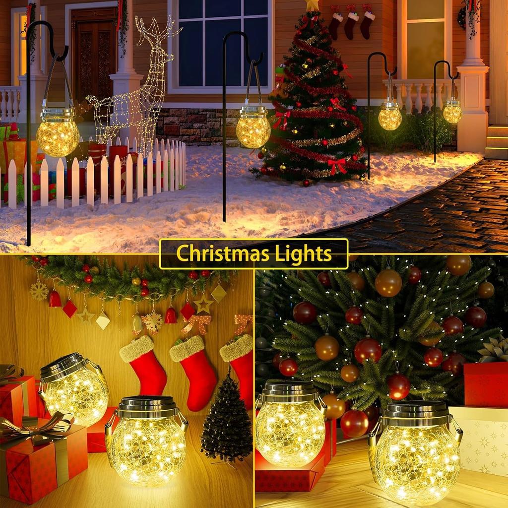 Solar Lantern, 2 Pack Outdoor Lanterns with 30 LED Waterproof Garden Decor Patio Solar Lights Outdoor Decorative Backyard Outdoor Hanging, Warm Light