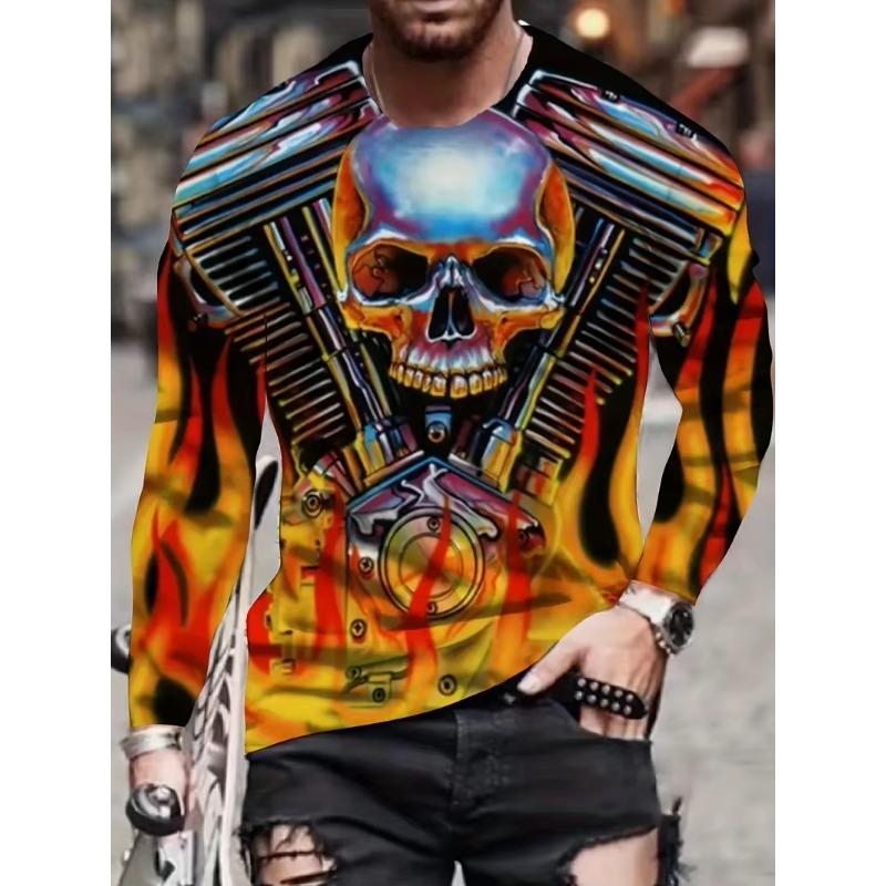 Vintage Men's Long Sleeve T-shirt 3D Golden Dragon Printed T Shirts Harajuku Oversized Top Casual Men's Outdoor T-Shirt Pullover