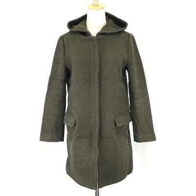 TONAL Melton Wool Long Hooded Coat Khaki Size 38 Ladies M Fly Front(USED)