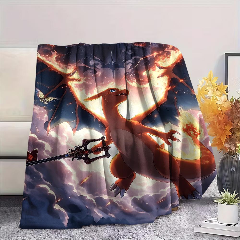 Charmander pattern Flannel Blanket, High quality Comfortable for All Seasons, Home Decor, Warmth and Comfort, Perfect for Gifts.
