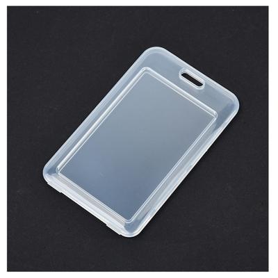 Transparent Double Side Flip Cover ID Card Holder Badge Holder with Lanyard Slot for Work Bus Pass Access Card Protection