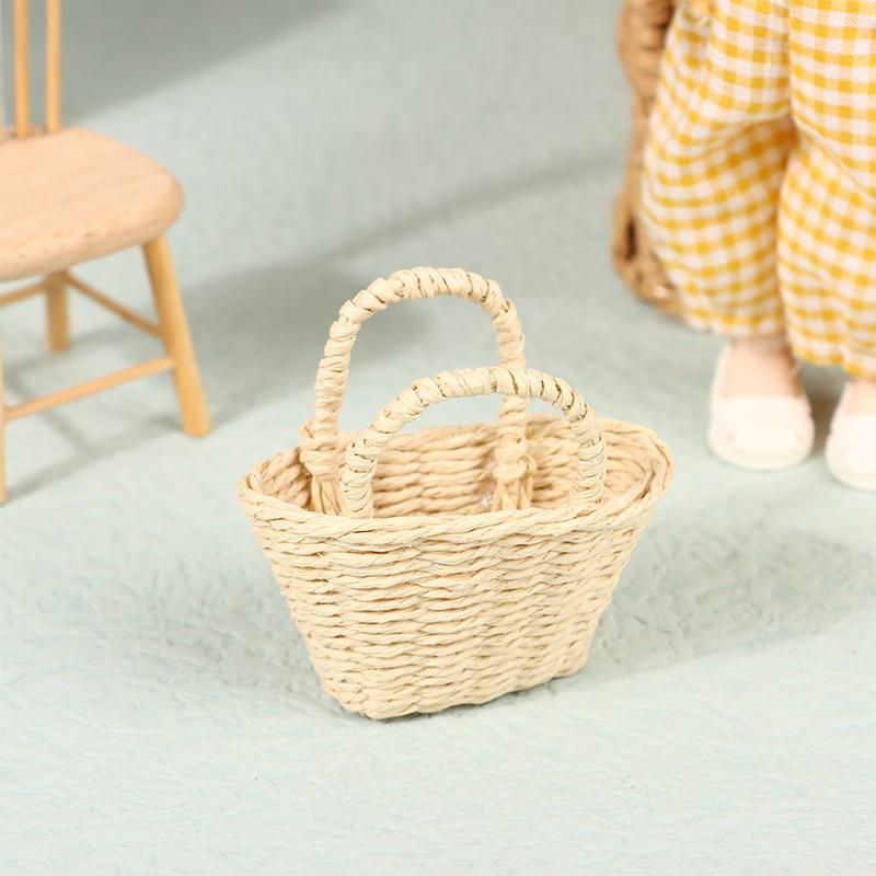 Mini Căsuță de Păpuși Drăguță Cadru Rattan Coș Împletit Manual Jucării Drăguțe Păpuși Decorațiune Miniatură