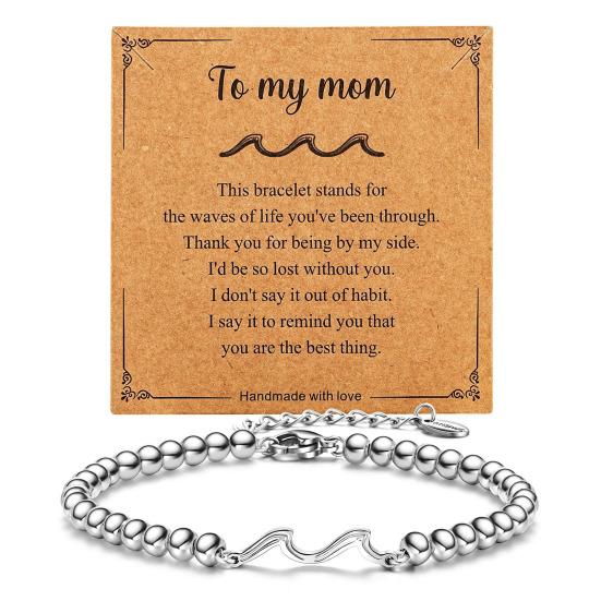 Унисекс Браслет Волна Регулируемый Браслет из Бусин Браслет Дружбы Ювелирный Подарок с Вдохновляющей Карточкой для Семьи Друзей 4