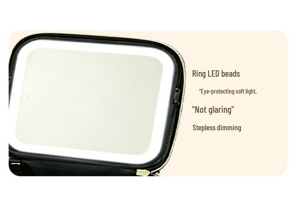 Portable Waterproof LED Mirror Makeup Bag - Mini Travel Beauty Storage