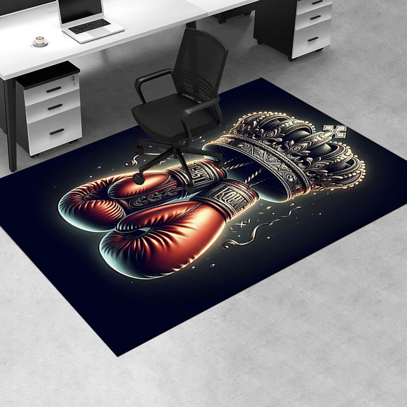 Royal Boxing Gloves Chair Mat Office Carpet with Crown Design, Luxury Gift for Home Decor, Suitable for Bedroom, Living Room, and Various Rooms