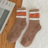 5/10 Pairs Striped Coral Fleece Socks for Men Winter Thickened Warm Mid Calf Socks Home Floor Socks Comfortable