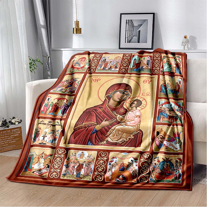 1 PC 3D printed flannel blanket (Our Lady of Guadalupe pattern) home blanket birthday gift. Customizable.