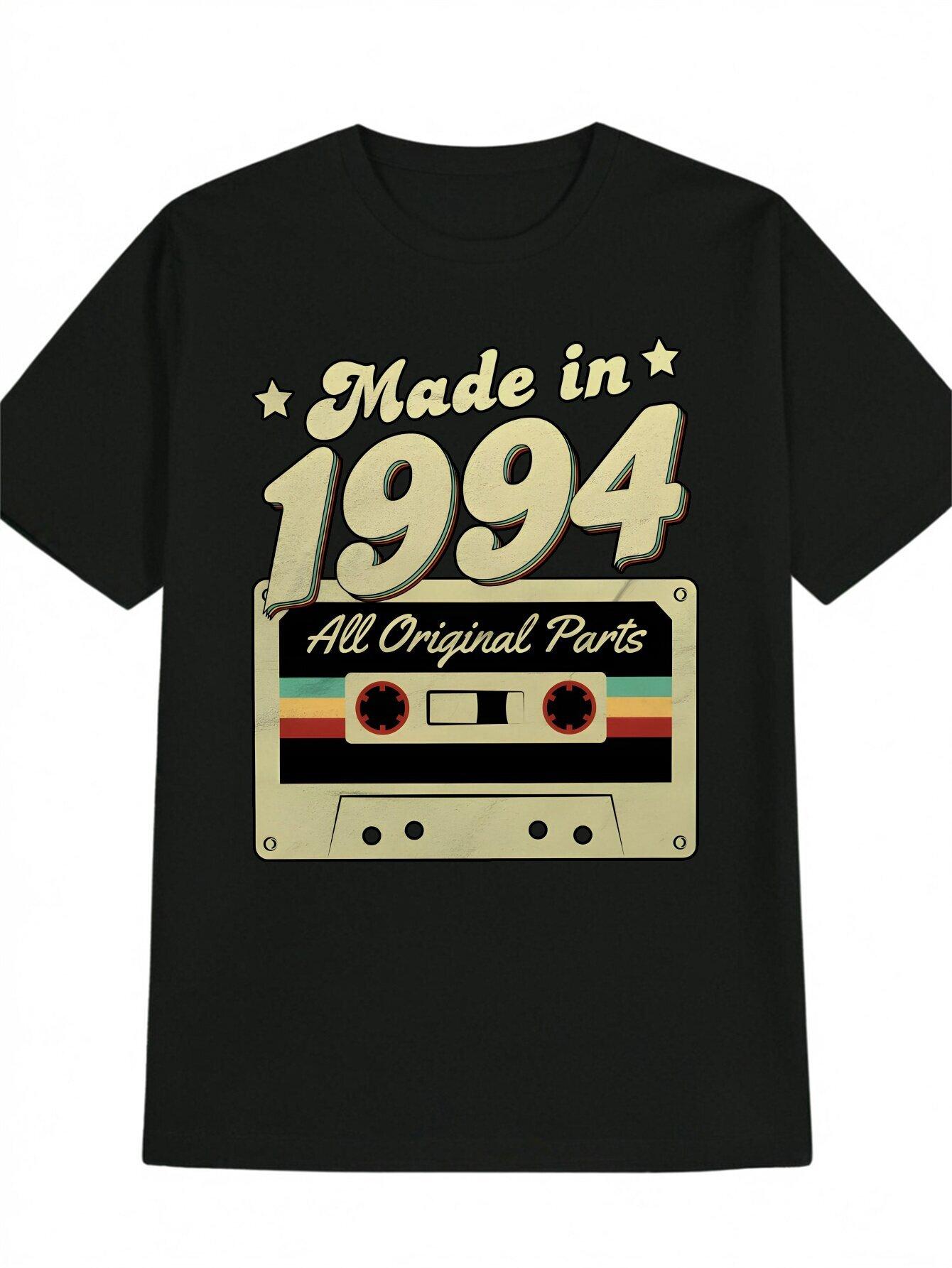 

Casual Crew Neck T-shirt - Retro 1994 Cassette Tape Print L