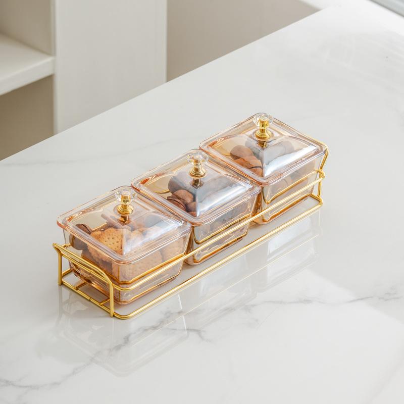 Light Luxury Glass Fruit Plate  Creative Household Living Room Snack Plate  Dried Fruit Snack Plate  Dessert Plate  Candy Plate  Fruit Plate