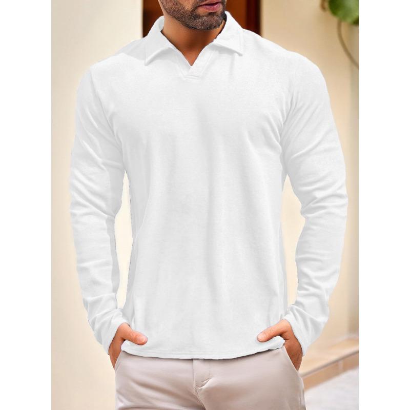 

Новые осенне-зимние спортивные и повседневные топы с длинным рукавом для улицы, однотонные, бархатные, с воротником ПОЛО M белый