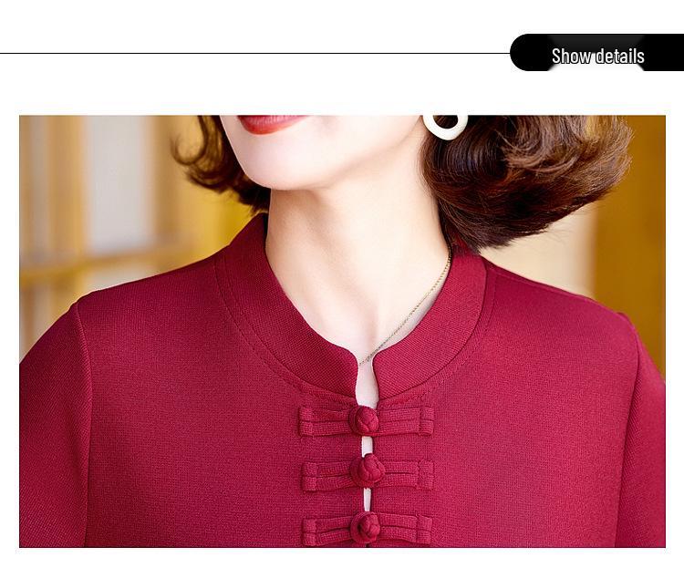 Mamas Herbst Stehkragen Langarm Bluse - Eleganter Nationalstil für Frauen mittleren und höheren Alters