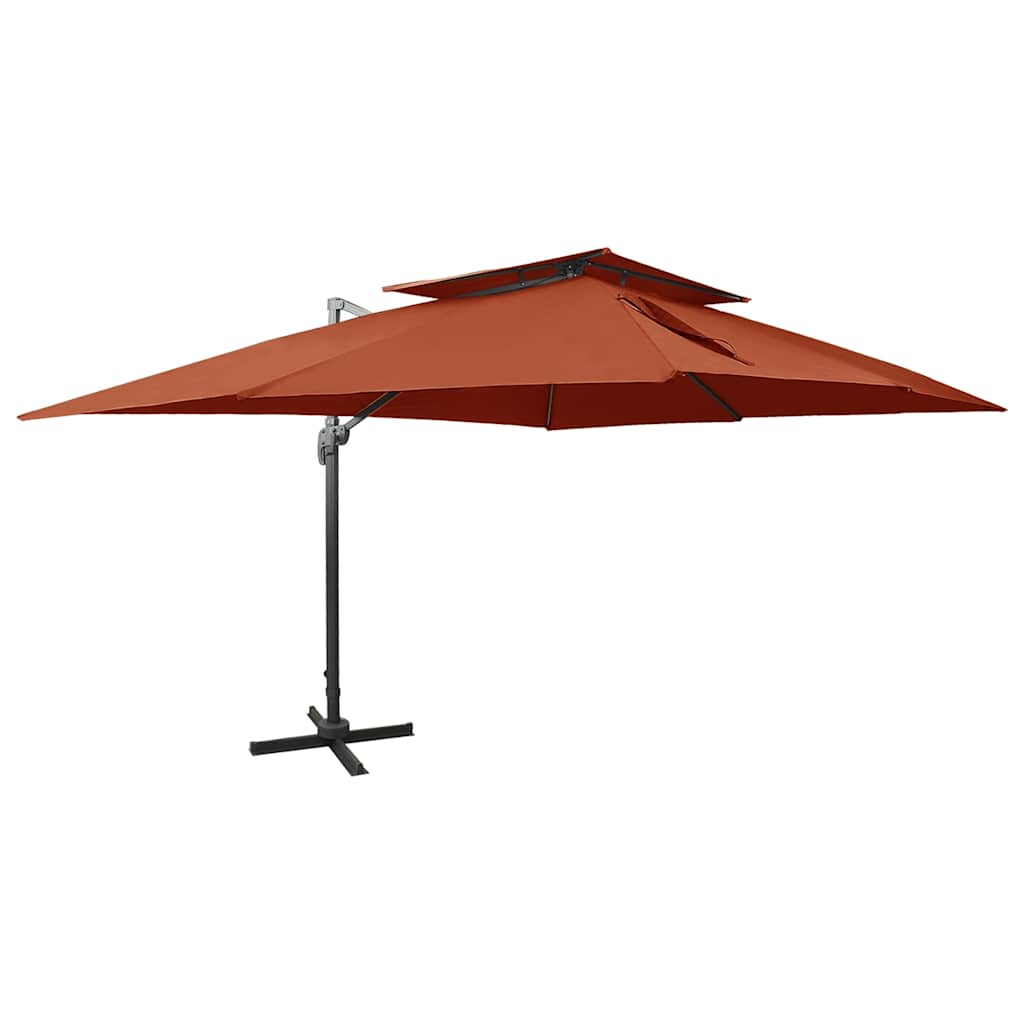 Double Roof Garden Umbrella In Terracotta 400 X 300 Cm