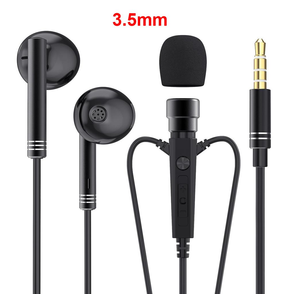 Type C&3.5mm For Live Broadcast Karaoke Clip On Earphones Portable In-ear Headsets HD Mic Hifi Sound Gamer Earphones for Samsung